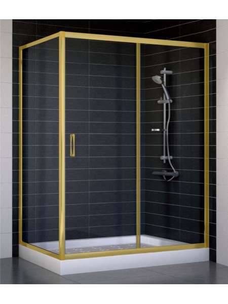 Душевой уголок Vegas Glass ZP+ZPV 140*80 09 01 профиль золото, стекло прозрачное