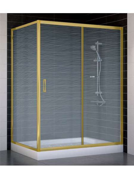 Душевой уголок Vegas Glass ZP+ZPV 140*90 09 02 профиль золото, стекло шиншилла