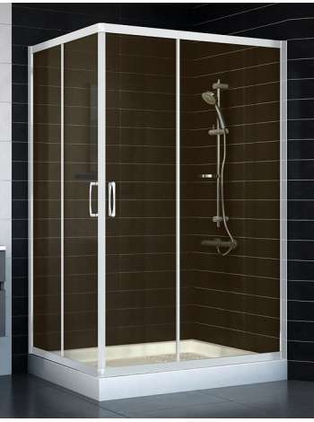 Душевой уголок Vegas Glass ZA-F 90*120 01 05 профиль белый, стекло бронза