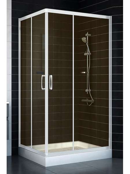 Душевой уголок Vegas Glass ZA-F 80*100 01 05 профиль белый, стекло бронза