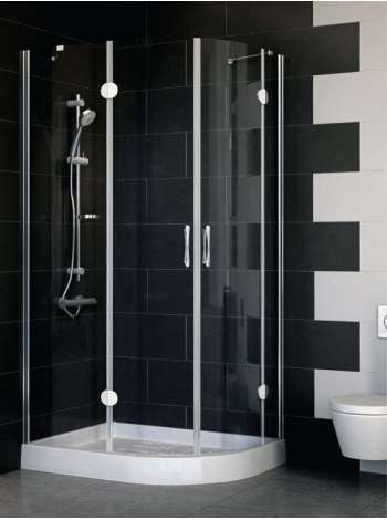 Душевой уголок Vegas Glass AFS-F 100*80 08 01 L профиль глянцевый хром, стекло прозрачное