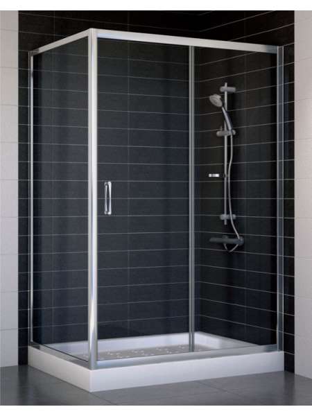 Душевой уголок Vegas Glass ZP+ZPV 120*80 08 01 профиль глянцевый хром, стекло прозрачное
