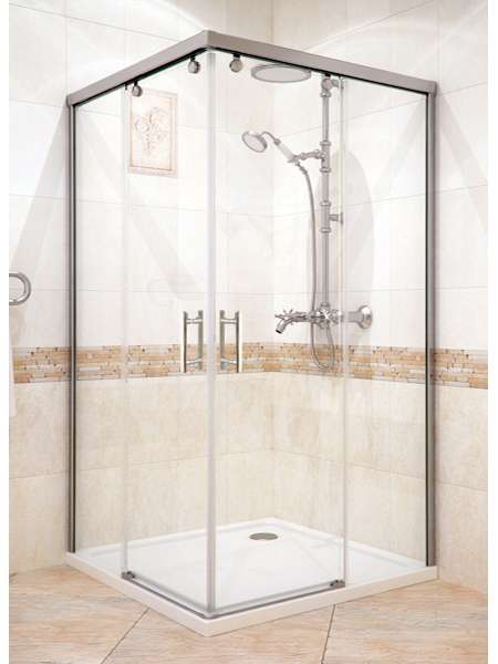Душевой уголок GuteWetter Slide Rectan GK-864 правая 100x80 см стекло бесцветное, профиль хром