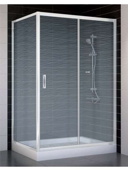 Душевой уголок Vegas Glass ZP+ZPV 120*80 01 02 профиль белый, стекло шиншилла