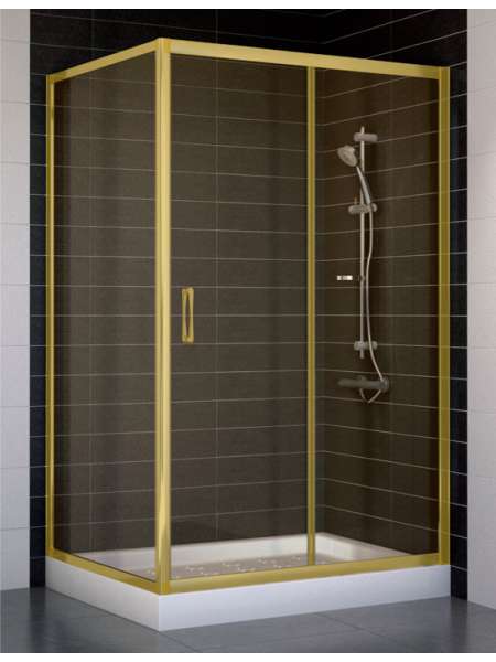 Душевой уголок Vegas Glass ZP+ZPV 110*90 09 05 профиль золото, стекло бронза