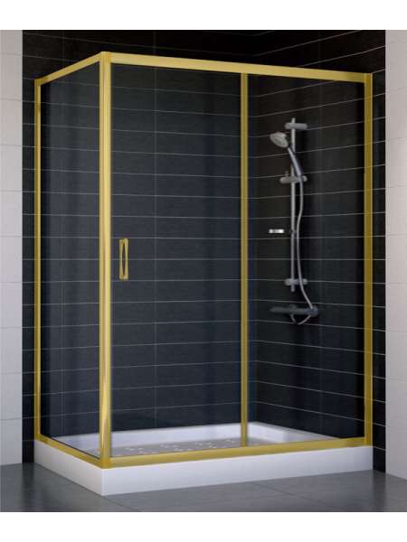 Душевой уголок Vegas Glass ZP+ZPV 140*70 09 01 профиль золото, стекло прозрачное