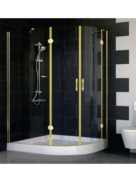 Душевой уголок Vegas Glass AFS-F 120*110 09 01 L профиль золото, стекло прозрачное