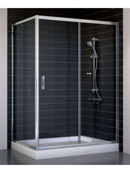 Душевой уголок Vegas Glass ZP+ZPV 130*80 08 01 профиль глянцевый хром, стекло прозрачное