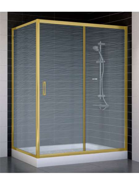 Душевой уголок Vegas Glass ZP+ZPV 140*80 09 02 профиль золото, стекло шиншилла