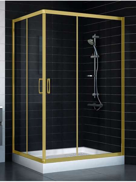 Душевой уголок Vegas Glass ZA-F 90*120 09 01 профиль золото, стекло прозрачное