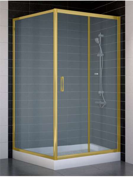Душевой уголок Vegas Glass ZP+ZPV 100*100 09 10 профиль золото, стекло сатин