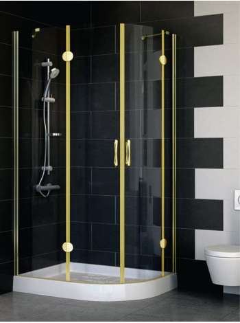 Душевой уголок Vegas Glass AFS-F 100*80 09 01 L профиль золото, стекло прозрачное
