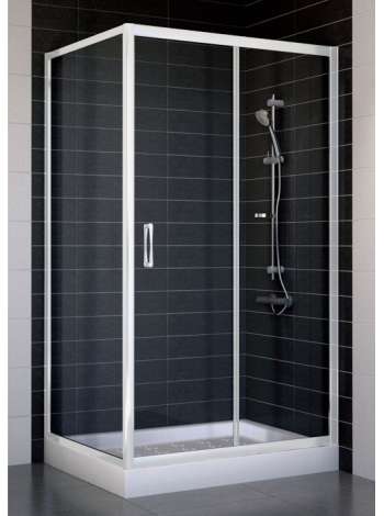 Душевой уголок Vegas Glass ZP+ZPV 100*80 01 01 профиль белый, стекло прозрачное