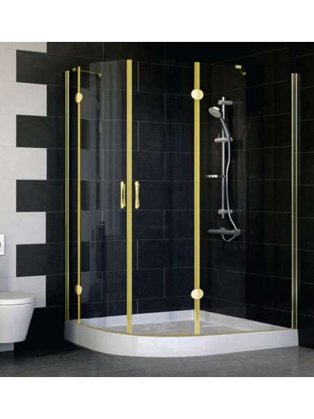 Душевой уголок Vegas Glass AFS-F 120*110 09 01 R профиль золото, стекло прозрачное