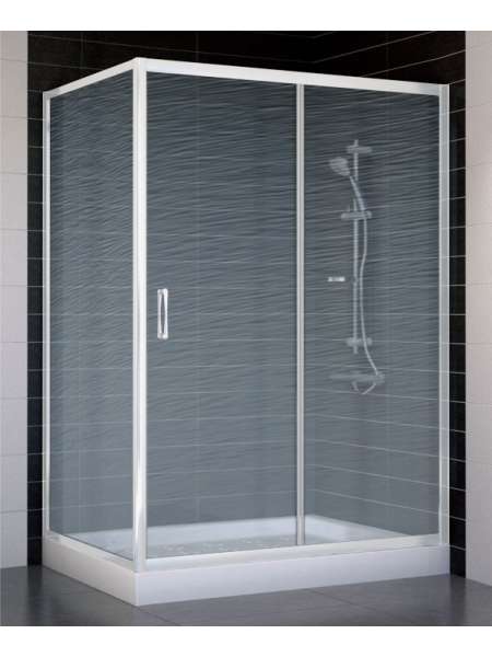 Душевой уголок Vegas Glass ZP+ZPV 130*80 01 02 профиль белый, стекло шиншилла