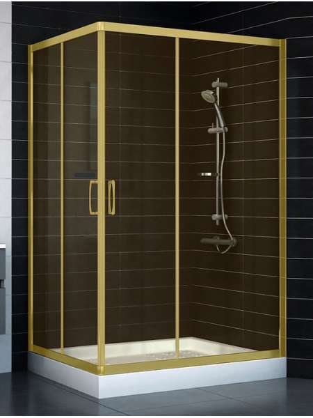 Душевой уголок Vegas Glass ZA-F 90*120 09 05 профиль золото, стекло бронза