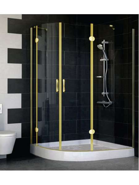 Душевой уголок Vegas Glass AFS-F 120*100 09 01 R профиль золото, стекло прозрачное