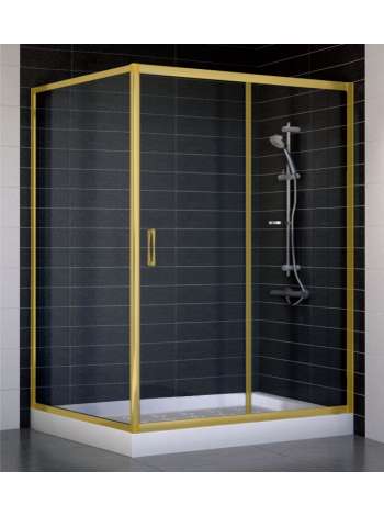 Душевой уголок Vegas Glass ZP+ZPV 140*100 09 01 профиль золото, стекло прозрачное