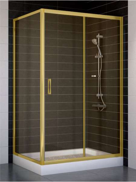 Душевой уголок Vegas Glass ZP+ZPV 110*80 09 05 профиль золото, стекло бронза