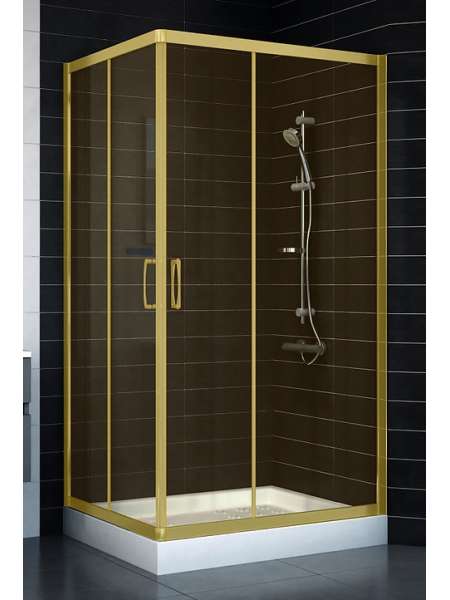 Душевой уголок Vegas Glass ZA-F 80*100 09 05 профиль золото, стекло бронза