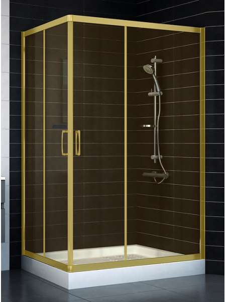 Душевой уголок Vegas Glass ZA-F 80*120 09 05 профиль золото, стекло бронза