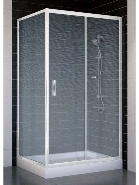 Душевой уголок Vegas Glass ZP+ZPV 100*80 01 02 профиль белый, стекло шиншилла