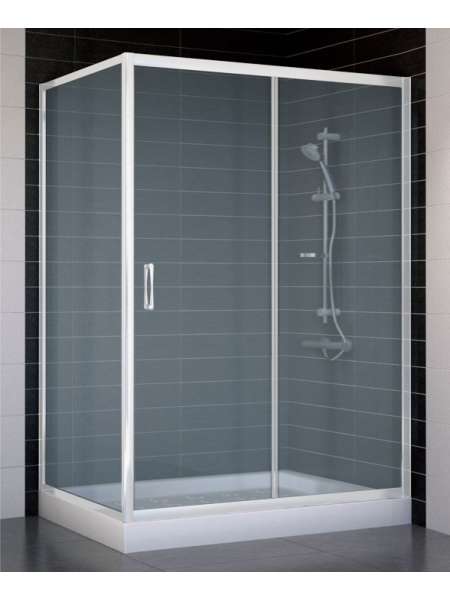 Душевой уголок Vegas Glass ZP+ZPV 130*80 01 10 профиль белый, стекло сатин