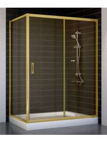 Душевой уголок Vegas Glass ZP+ZPV 140*70 09 05 профиль золото, стекло бронза