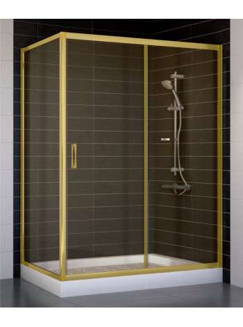Душевой уголок Vegas Glass ZP+ZPV 140*70 09 05 профиль золото, стекло бронза