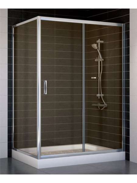 Душевой уголок Vegas Glass ZP+ZPV 130*80 08 05 профиль глянцевый хром, стекло бронза