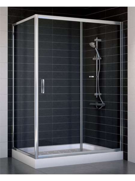 Душевой уголок Vegas Glass ZP+ZPV 130*70 08 01 профиль глянцевый хром, стекло прозрачное