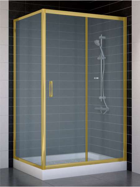 Душевой уголок Vegas Glass ZP+ZPV 110*80 09 10 профиль золото, стекло сатин