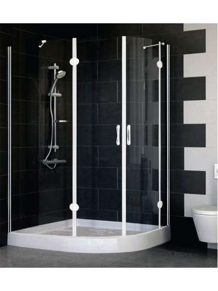 Душевой уголок Vegas Glass AFS-F 120*100 01 01 L профиль белый, стекло прозрачное