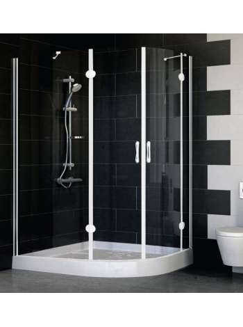 Душевой уголок Vegas Glass AFS-F 120*110 01 01 L профиль белый, стекло прозрачное