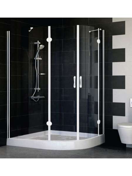 Душевой уголок Vegas Glass AFS-F 120*110 01 01 L профиль белый, стекло прозрачное