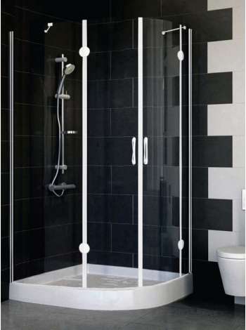 Душевой уголок Vegas Glass AFS-F 110*100 01 01 L профиль белый, стекло прозрачное