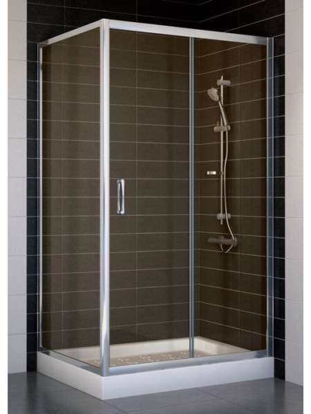 Душевой уголок Vegas Glass ZP+ZPV 100*80 08 05 профиль глянцевый хром, стекло бронза