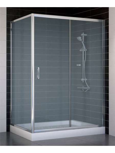 Душевой уголок Vegas Glass ZP+ZPV 130*80 08 10 профиль глянцевый хром, стекло сатин