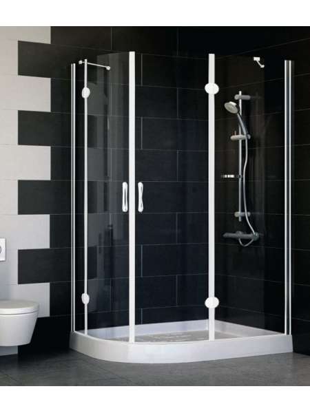Душевой уголок Vegas Glass AFS-F 120*80 01 01 R профиль белый, стекло прозрачное