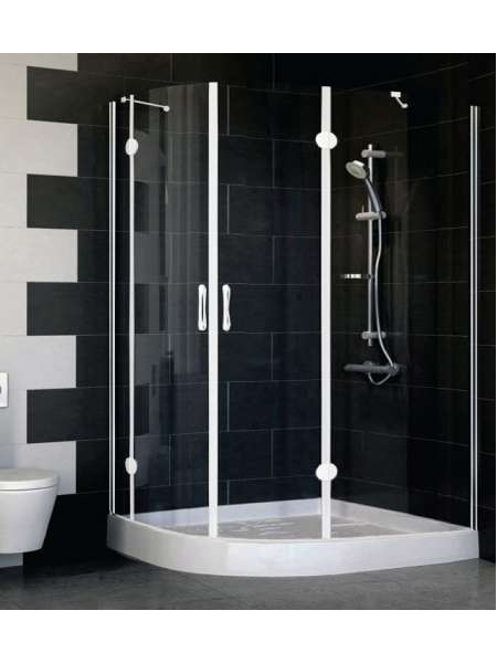 Душевой уголок Vegas Glass AFS-F 120*100 01 01 R профиль белый, стекло прозрачное