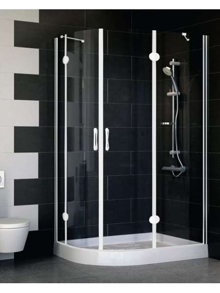 Душевой уголок Vegas Glass AFS-F 110*80 01 01 R профиль белый, стекло прозрачное