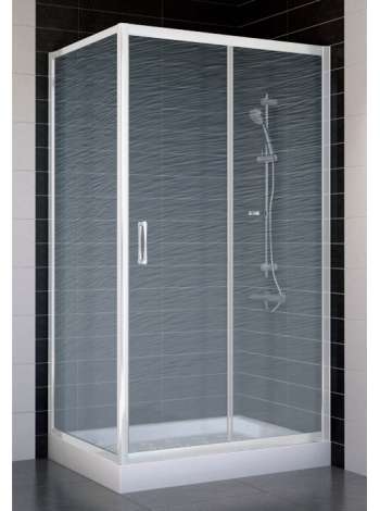 Душевой уголок Vegas Glass ZP+ZPV 100*70 01 02 профиль белый, стекло шиншилла