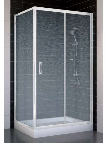Душевой уголок Vegas Glass ZP+ZPV 100*70 01 02 профиль белый, стекло шиншилла