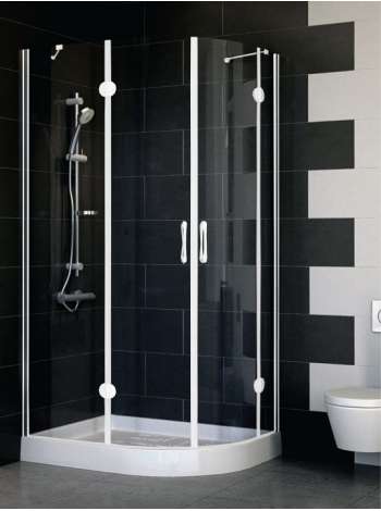 Душевой уголок Vegas Glass AFS-F 100*80 01 01 L профиль белый, стекло прозрачное