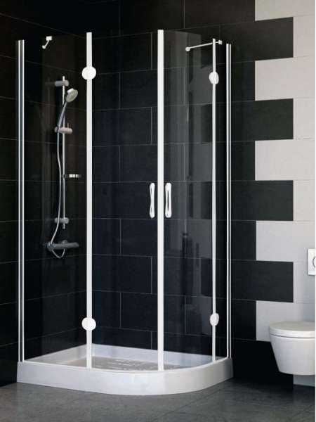 Душевой уголок Vegas Glass AFS-F 100*80 01 01 L профиль белый, стекло прозрачное