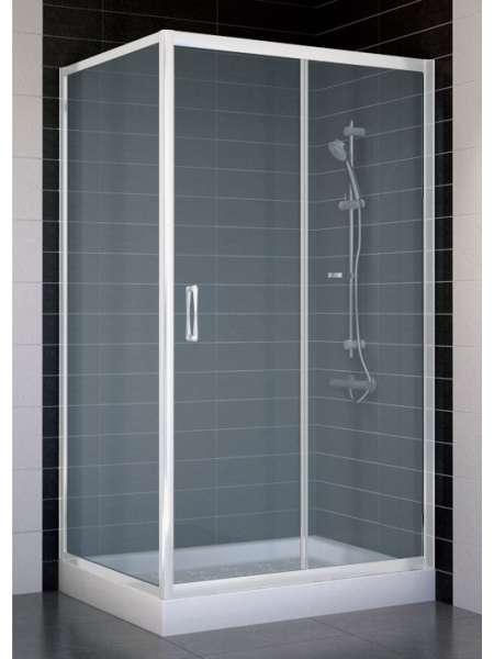 Душевой уголок Vegas Glass ZP+ZPV 100*80 01 10 профиль белый, стекло сатин