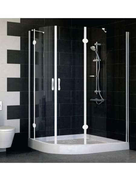 Душевой уголок Vegas Glass AFS-F 120*110 01 01 R профиль белый, стекло прозрачное