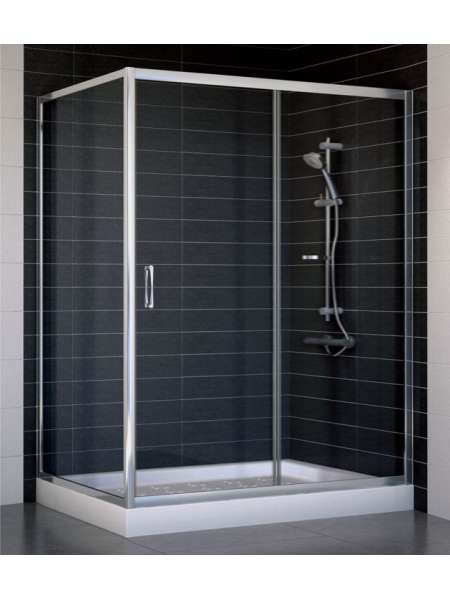 Душевой уголок Vegas Glass ZP+ZPV 140*90 08 01 профиль глянцевый хром, стекло прозрачное