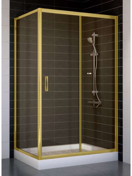 Душевой уголок Vegas Glass ZP+ZPV 110*70 09 05 профиль золото, стекло бронза