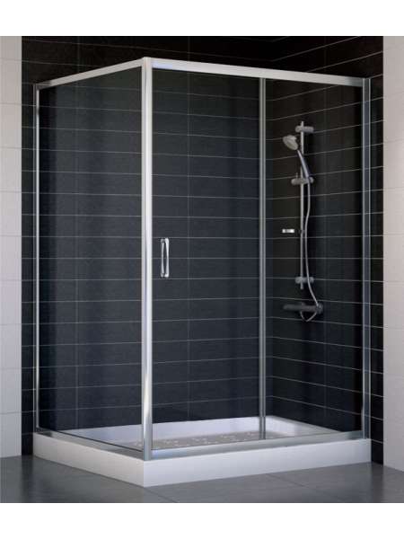 Душевой уголок Vegas Glass ZP+ZPV 130*100 08 01 профиль глянцевый хром, стекло прозрачное